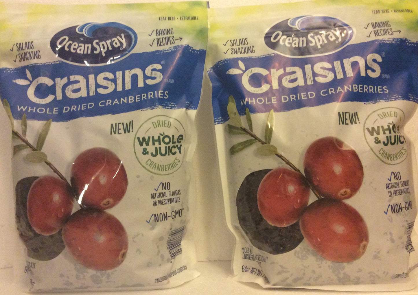 Ocean Spray Craisins, Whole Dried Cranberries, 64 Ounce (2 Pack)