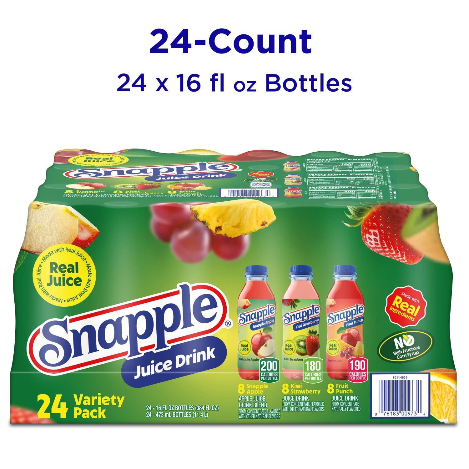 Snapple Juice Drink Variety Pack, 16 fl. oz., 24 pk.