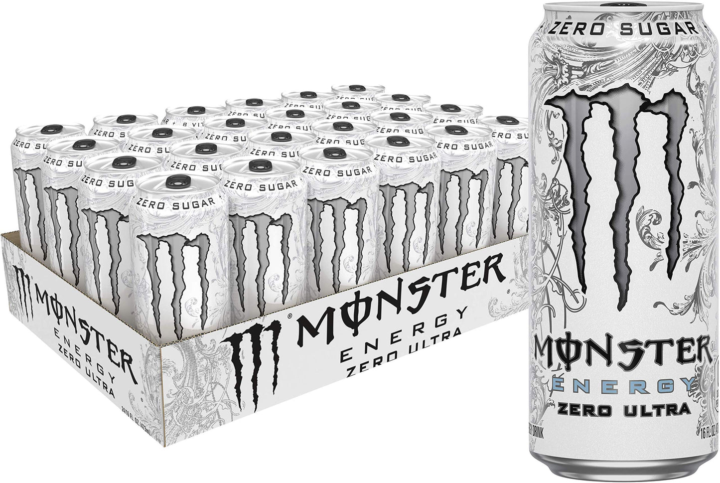 Monster Energy Zero Ultra, Sugar Free Energy Drink, 16 Ounce, Pack of 24