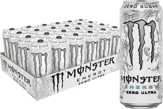 Monster Energy Zero Ultra, Sugar Free Energy Drink, 16 Ounce, Pack of 24
