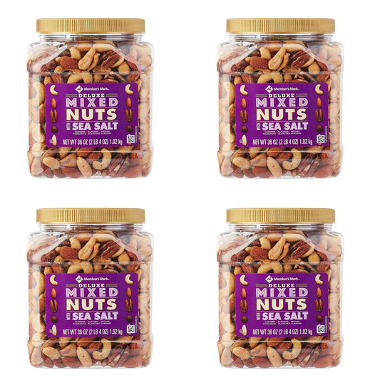 Member's Mark Deluxe Roasted Mixed Nuts With Sea Salt (34 Oz.) Pack of 4