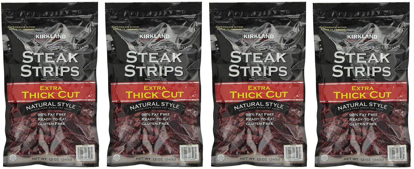 Kirkland Signature Steak Strips Extra Thick Cut, 4 Pack (12 oz Bag)
