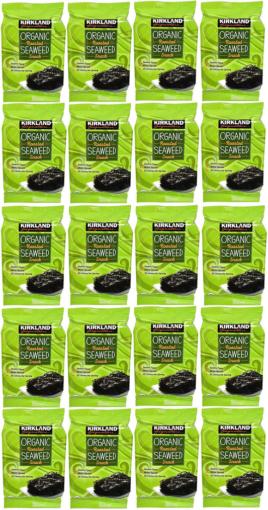 Kirkland Signature Organic Roasted Seaweed Snack, 0.6 Ounce (10 Count) (2 Pack)