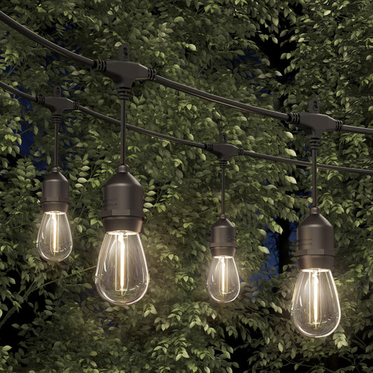 artika Blaze 20 LED Bulbs 42 ft Outdoor Solar String Lights - Dusk to Dawn - Matte Black
