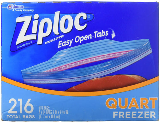Ziploc Double Zipper Heavy Duty Quart Freezer Bags (216 CT)
