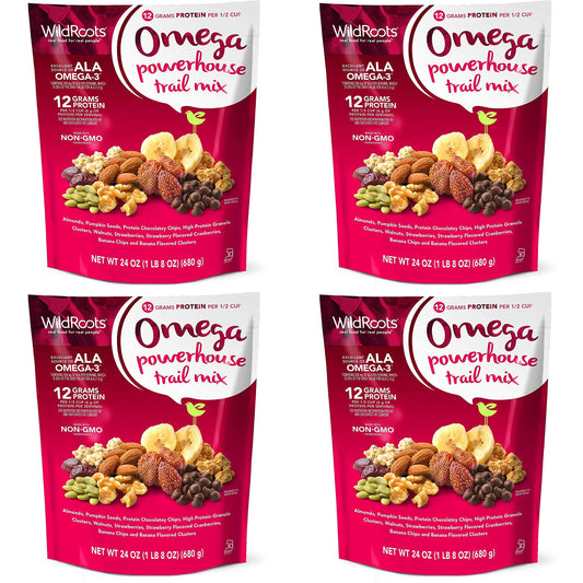 Wildroots Omega Powerhouse trail Mix 24oz Pack of 4