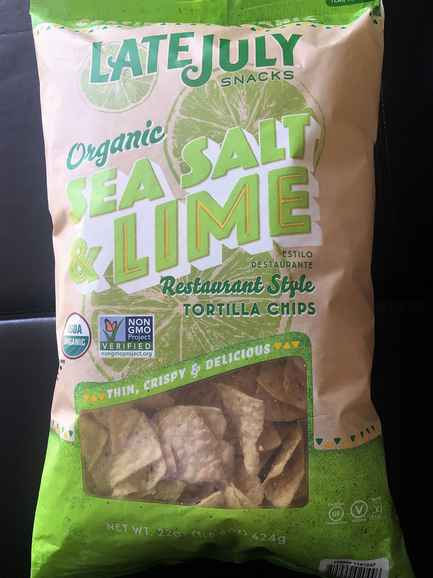 Late July Organic Sea Salt & Lime Tortilla Chips Extra Large 20 oz Bag