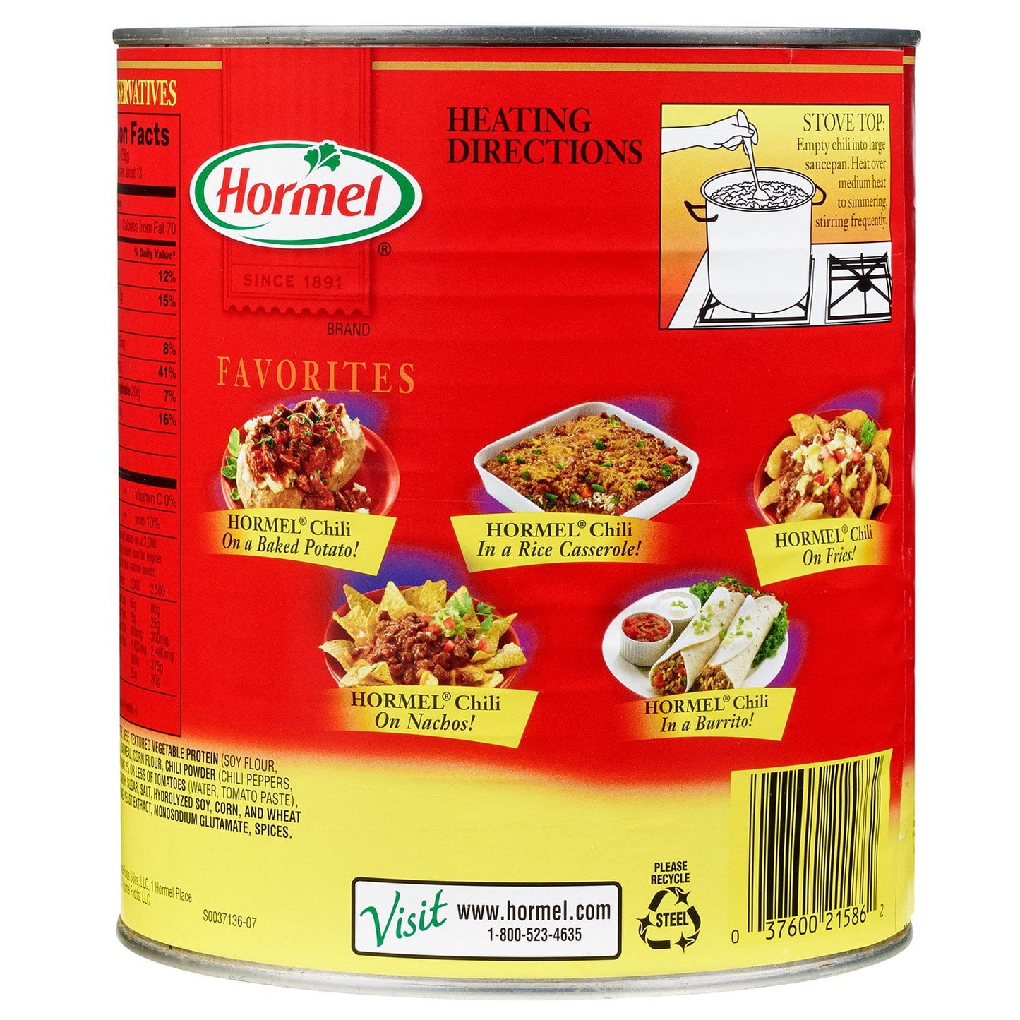 Hormel Chili No Beans 108 oz.