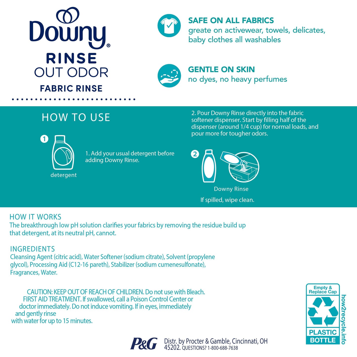 Downy Rinse Laundry Odor Remover, Cool Cotton, 87.5 fl. oz.