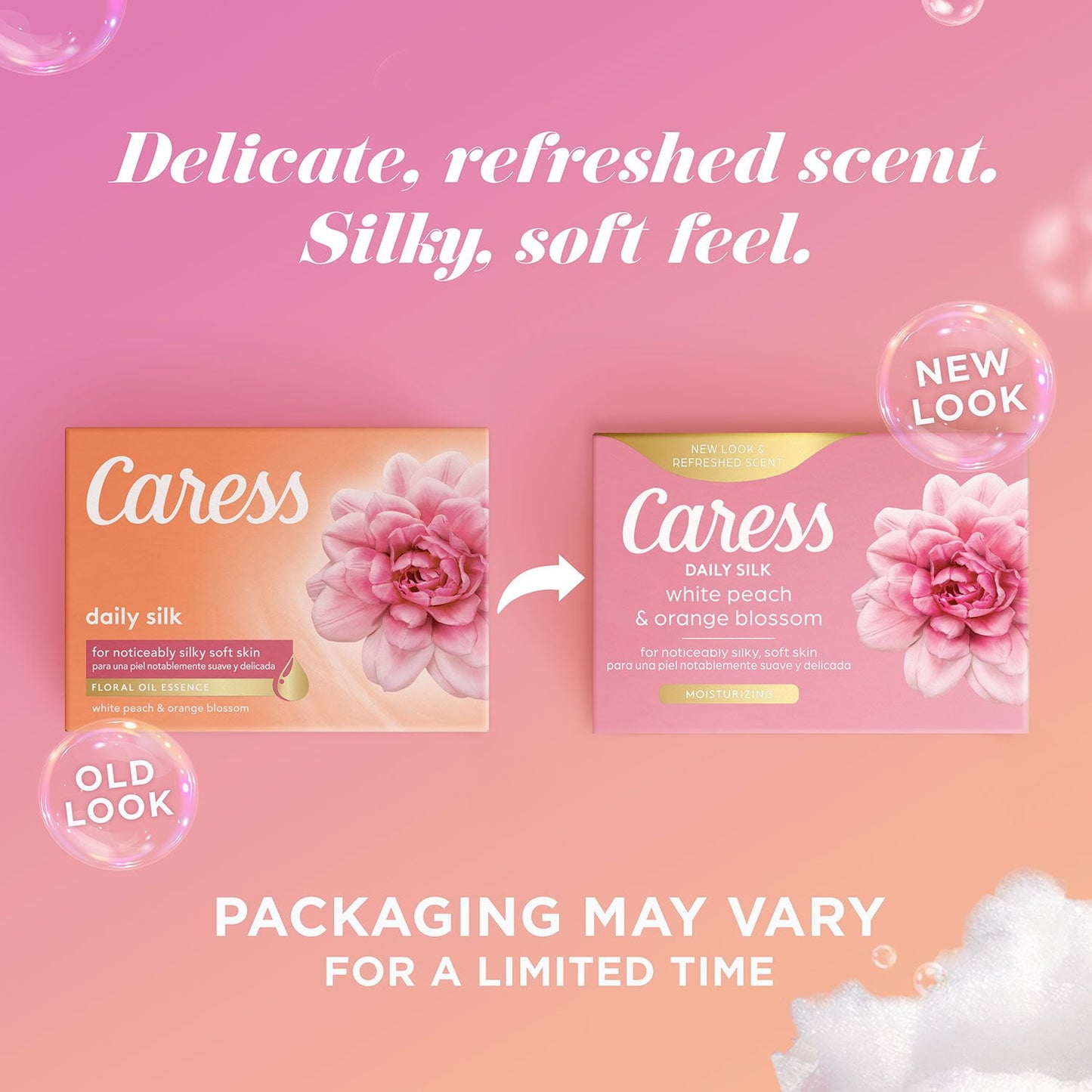 Caress Silkening Daily Silk Beauty Bar, White Peach & Orange Blossom, 3.75 oz., 16 ct.