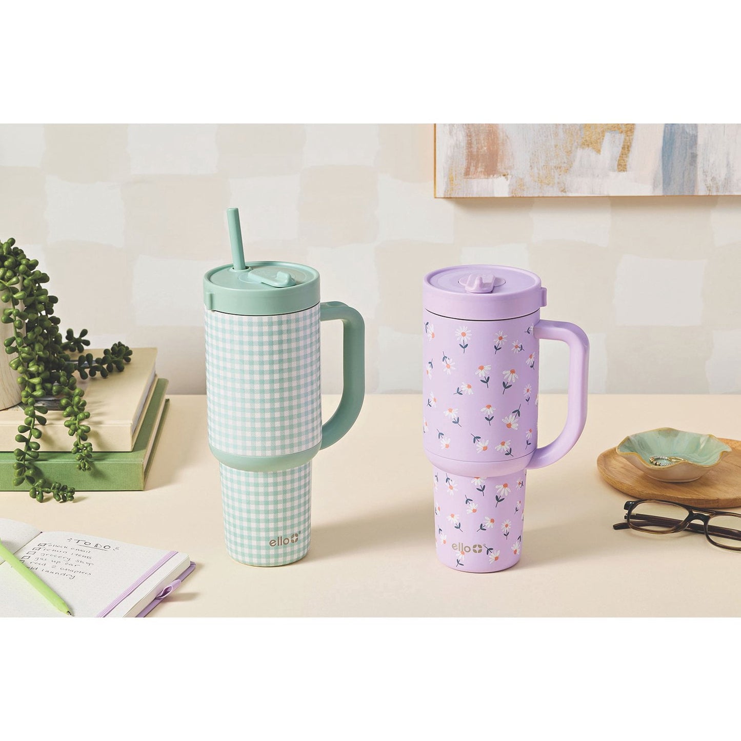 Ello Oasis 30oz Stainless Steel Tumbler with Handle, 100% Leakproof, 2-Pack