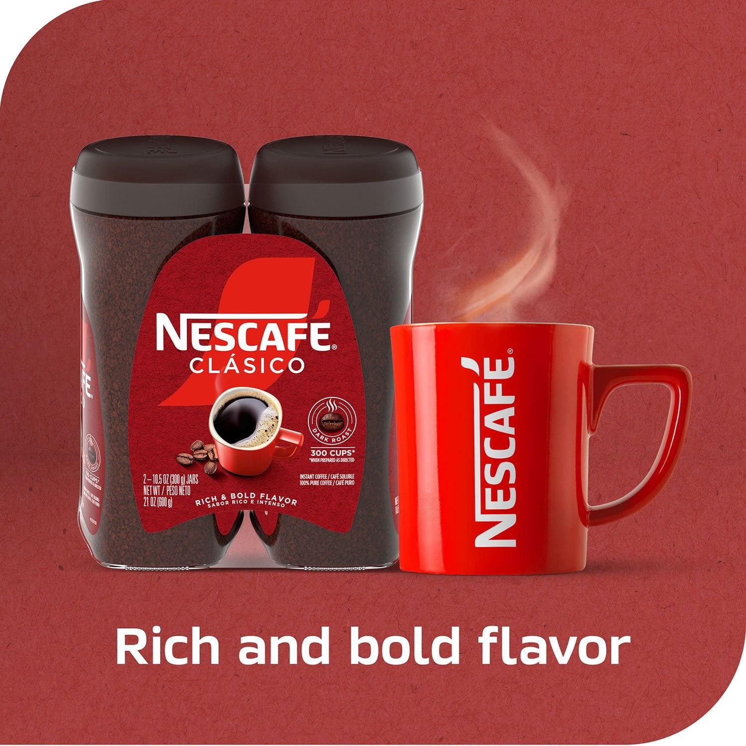 Nescafé Clasico Dark Roast Instant Coffee, 21 oz.