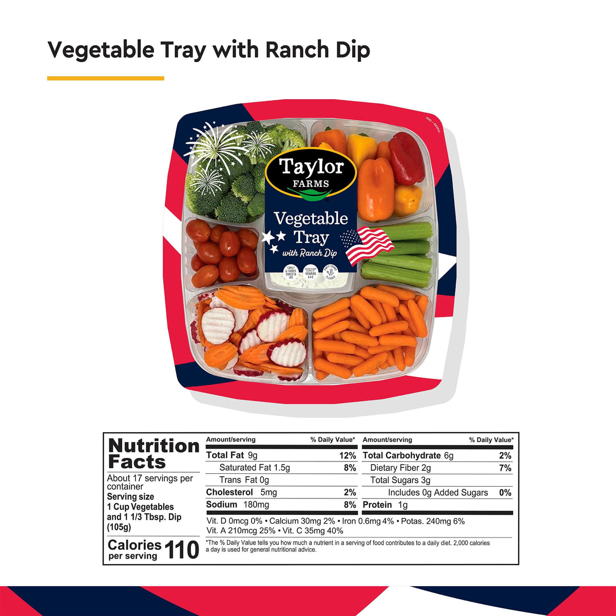 Taylor Farms Vegetable Tray with Ranch Dip, 4 lbs.
