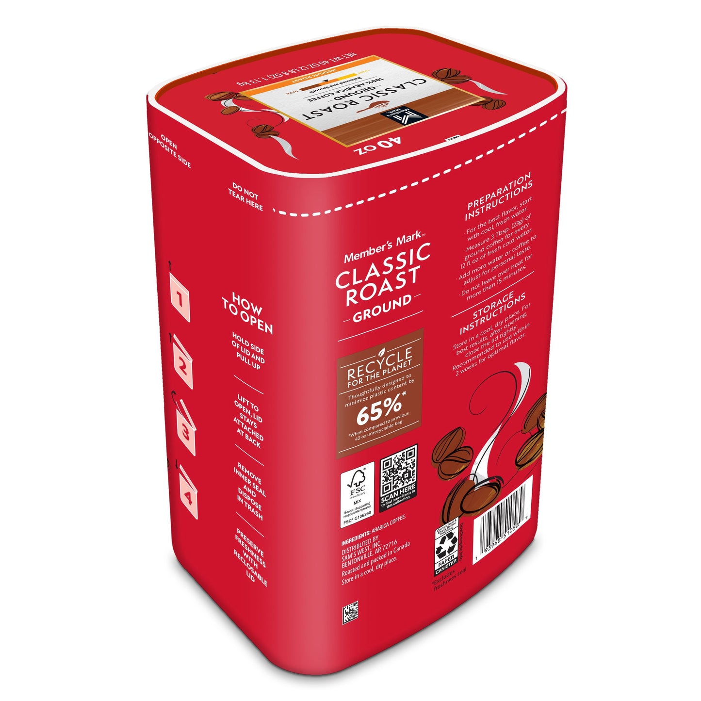 Member's Mark Classic Medium Roast Ground Coffee, 40 oz.