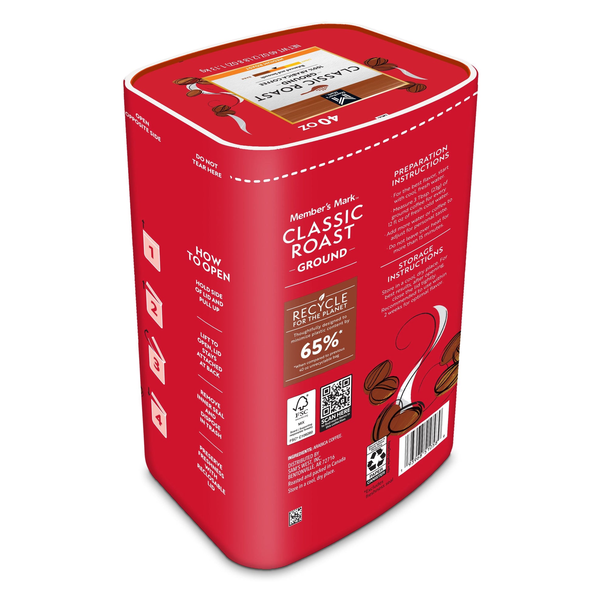 Member's Mark Classic Medium Roast Ground Coffee, 40 oz.