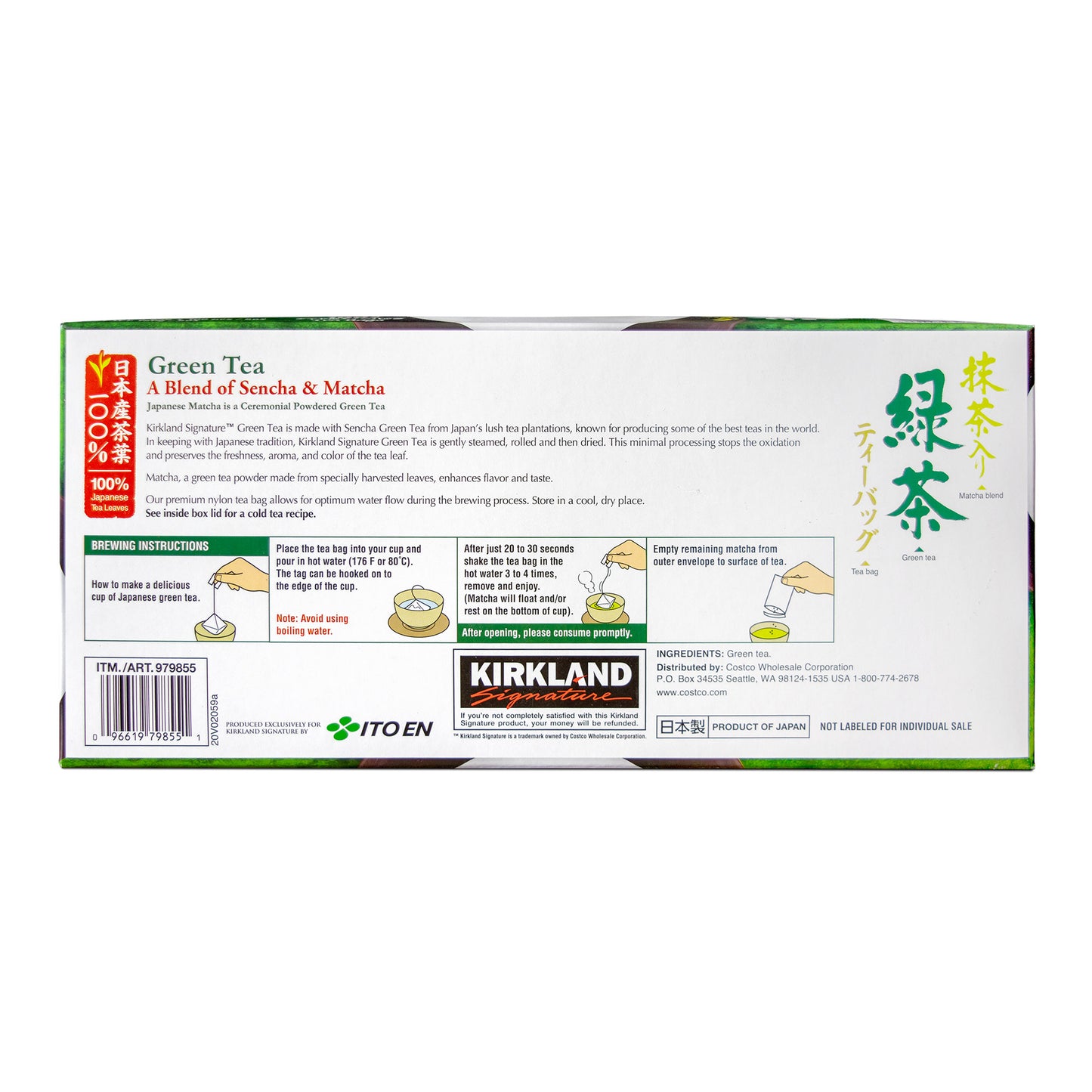 KIRKLAND SIGNATURE JAPANESE GREEN TEA 100 TEA BAGS