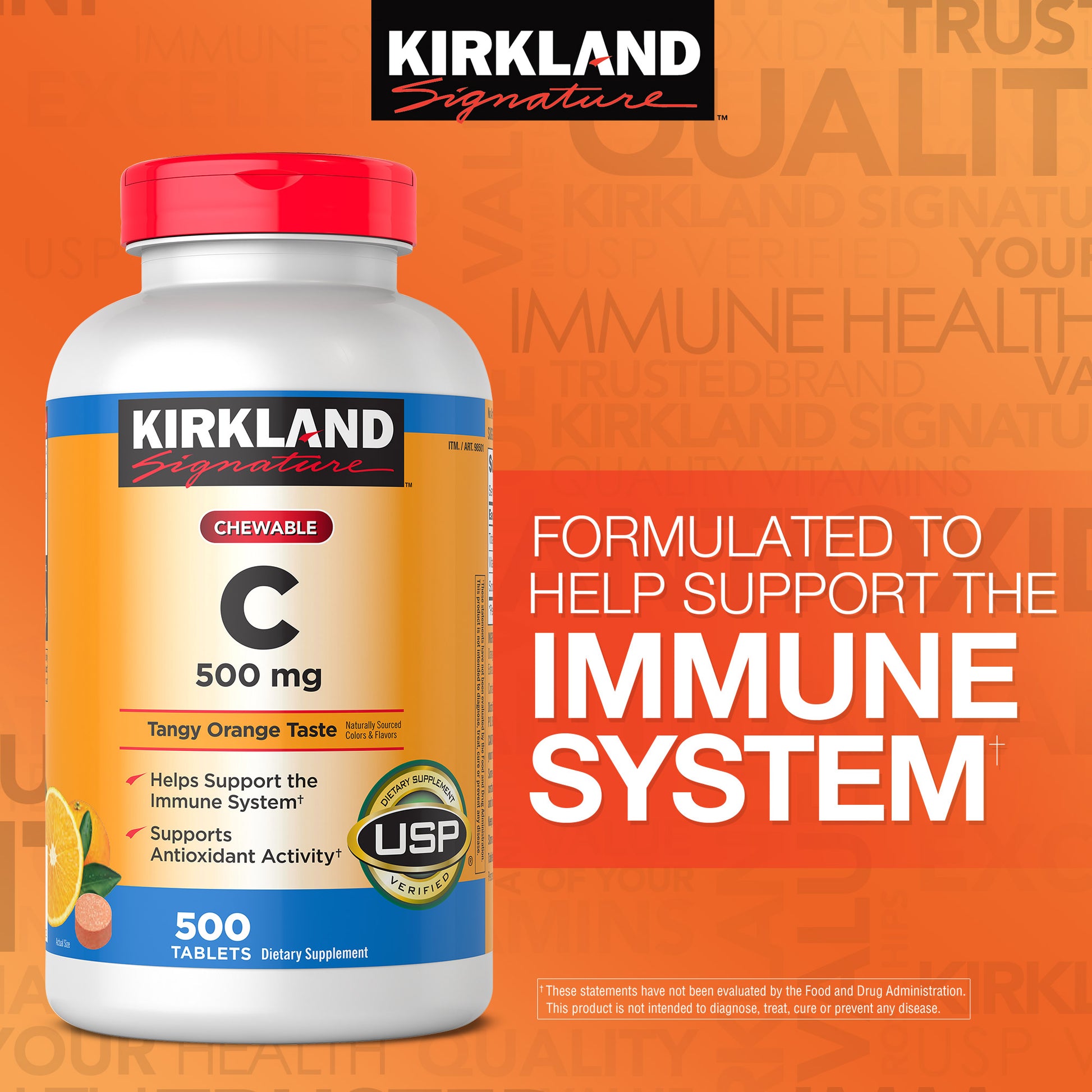 KIRKLAND SIGNATURE CHEWABLE VITAMIN C 500 MG 500CT