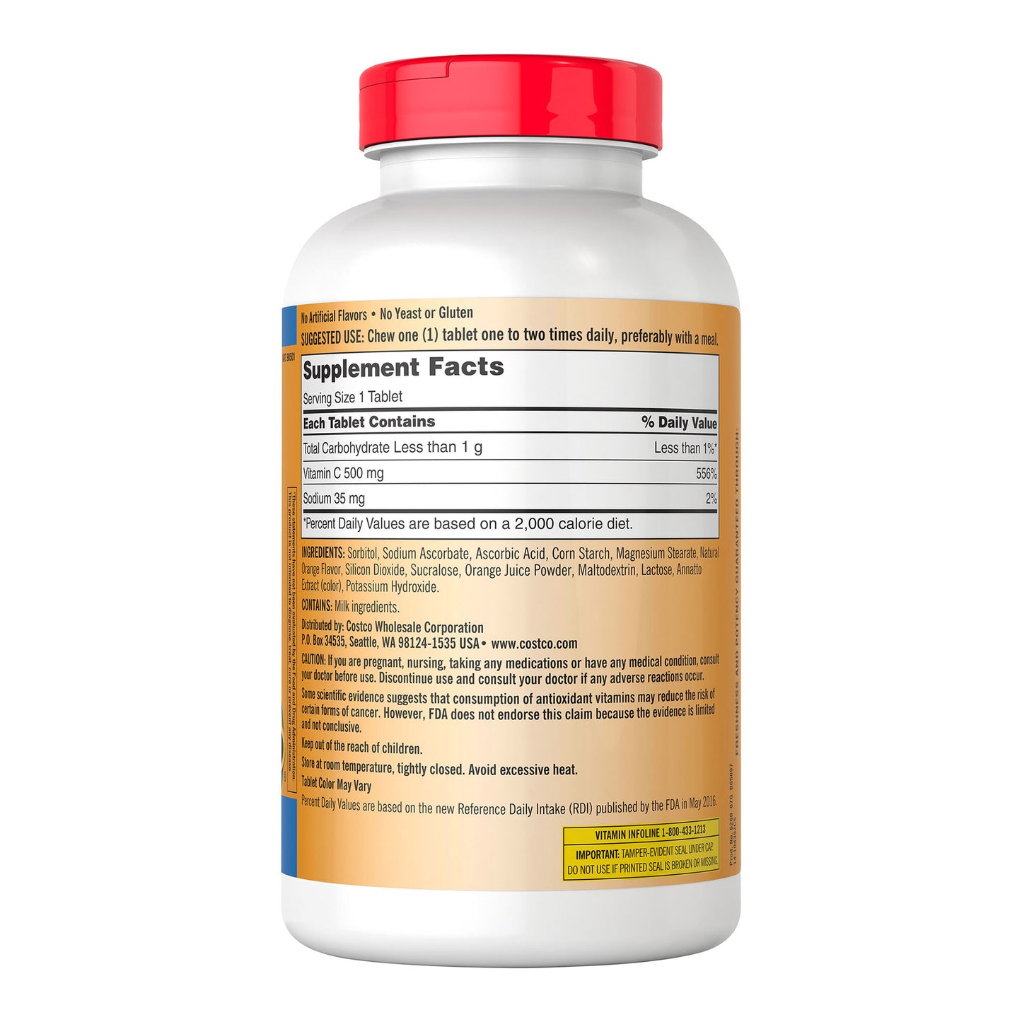 KIRKLAND SIGNATURE CHEWABLE VITAMIN C 500 MG 500CT