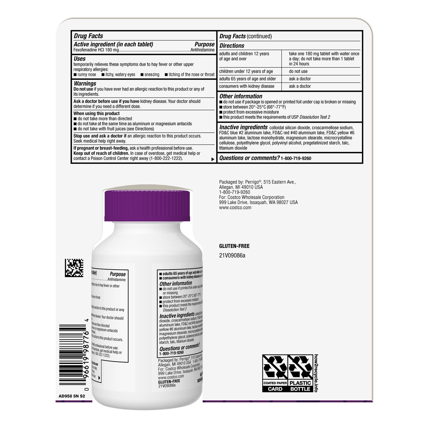 KIRKLAND SIGNATURE ALLER-FEX 180MG TABLET 180 COUNT
