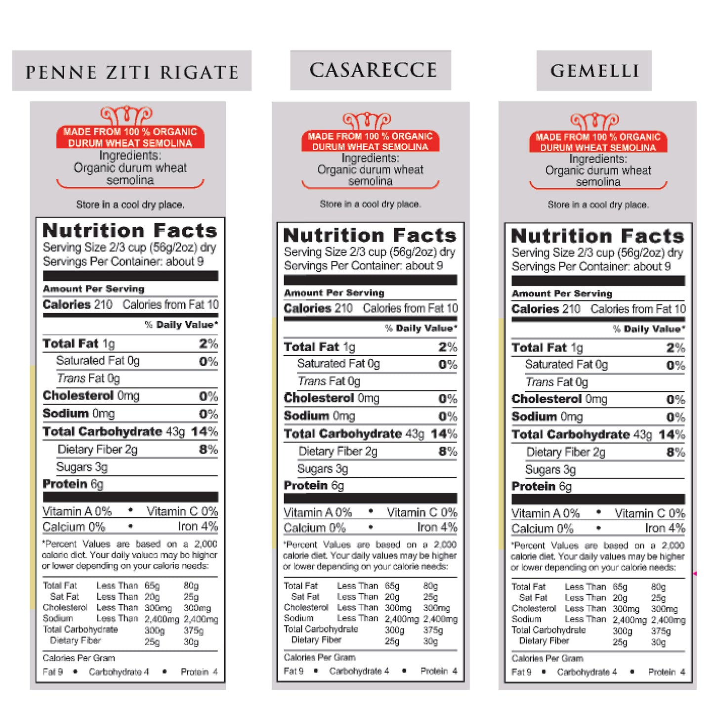 GAROFALO ORGANIC PASTA VARIETY 6/17.6 OZ