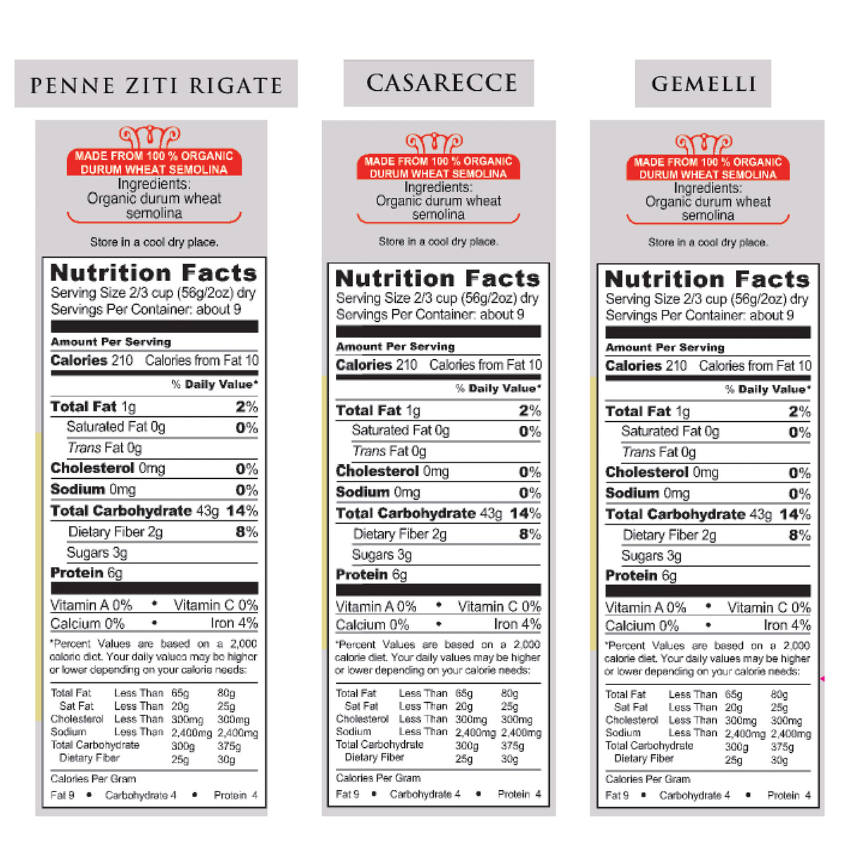 GAROFALO ORGANIC PASTA VARIETY 6/17.6 OZ