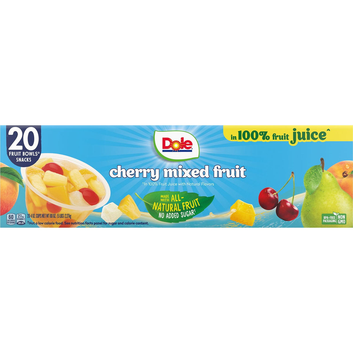 Dole Fruit Bowls Cherry Mixed Fruit in 100% Juice 4 oz., 20 pk.