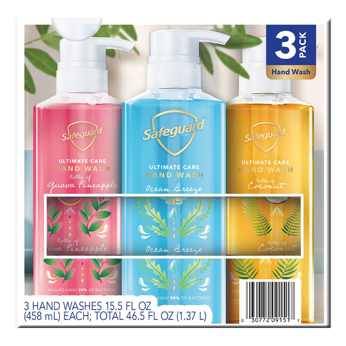 Safeguard Ultimate Care Hand Wash, Variety Pack, 15.5 fl. oz., 3 pk.