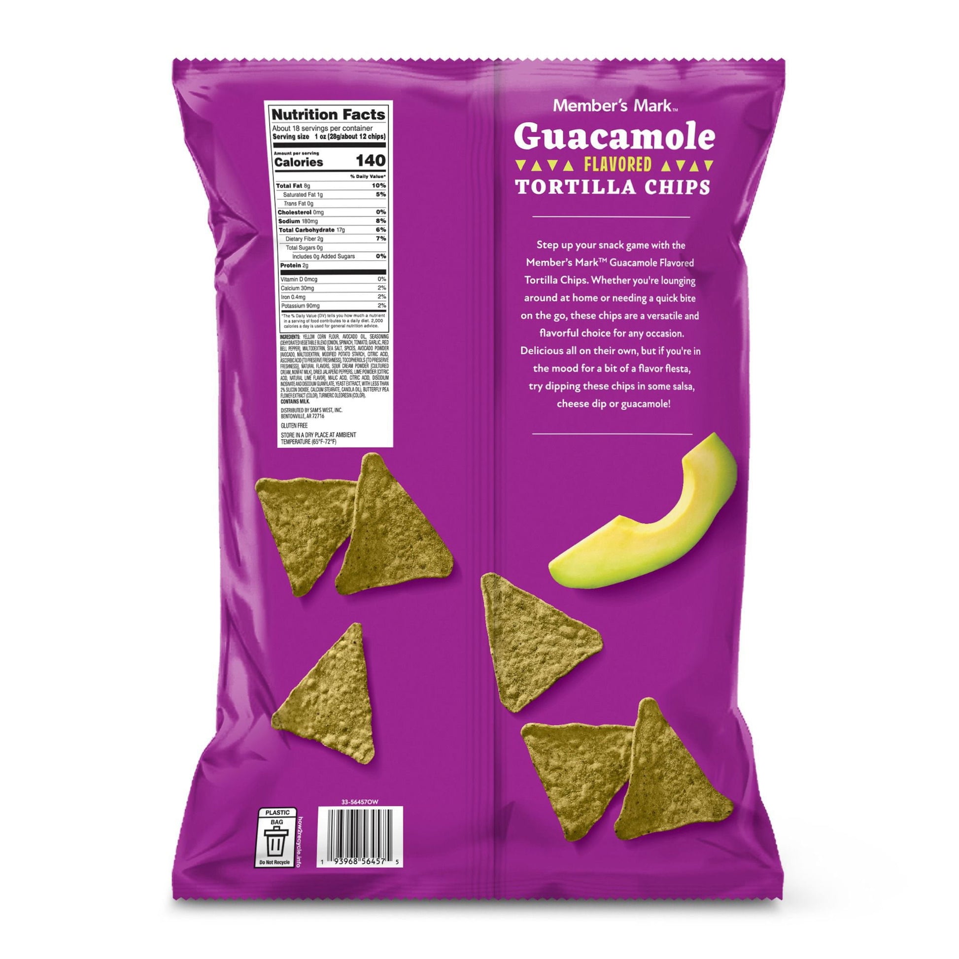 Member's Mark Guacamole Flavored Tortilla Chips, 18 oz.