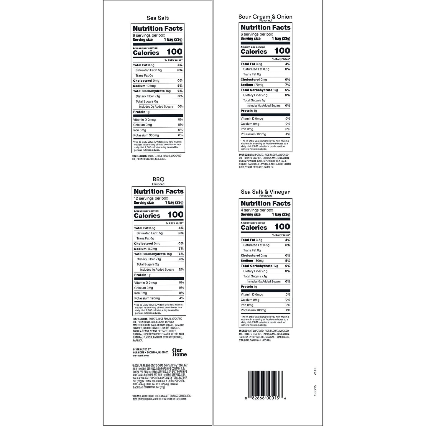 Popchips Variety Pack Chips, 0.8 oz., 30 pk.