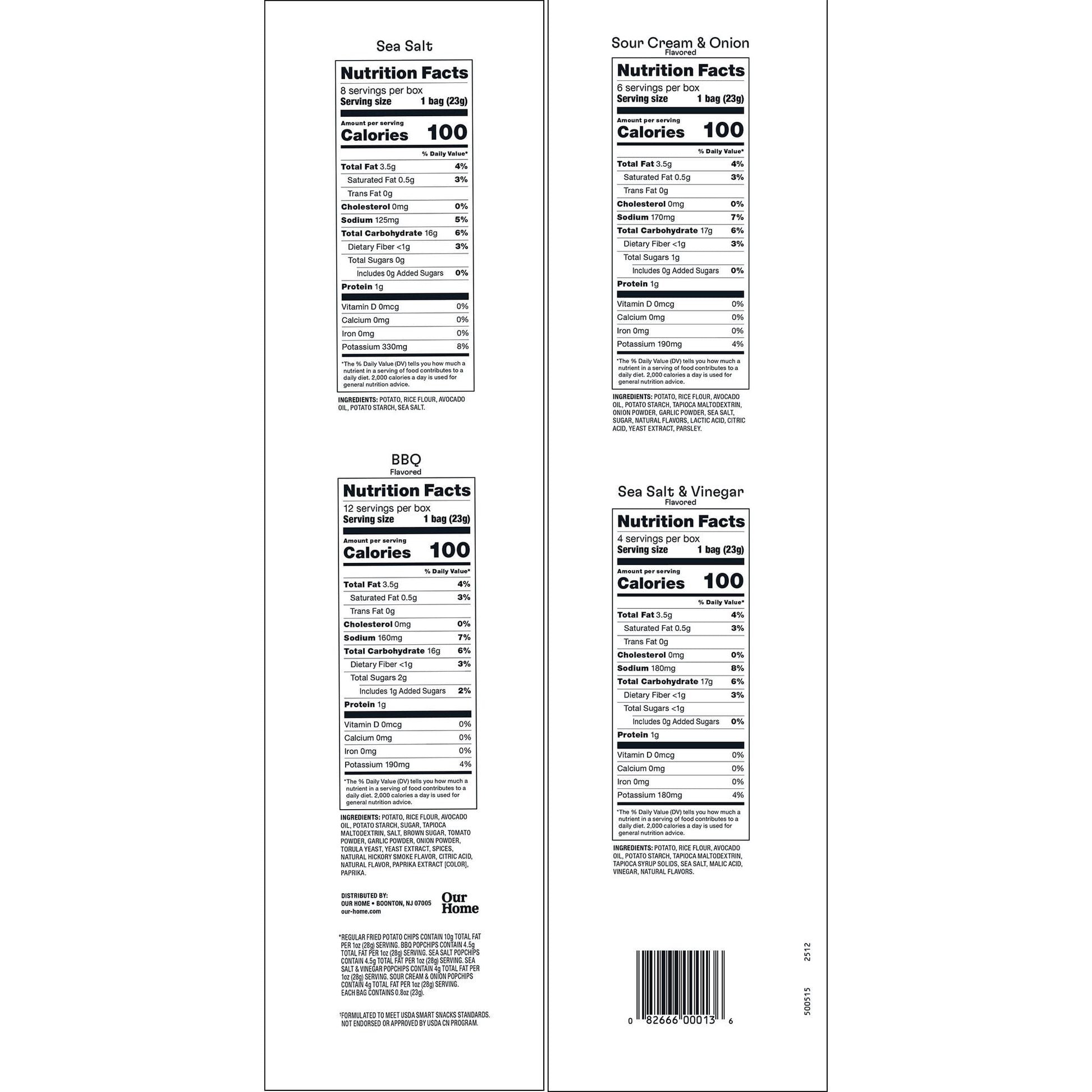 Popchips Variety Pack Chips, 0.8 oz., 30 pk.