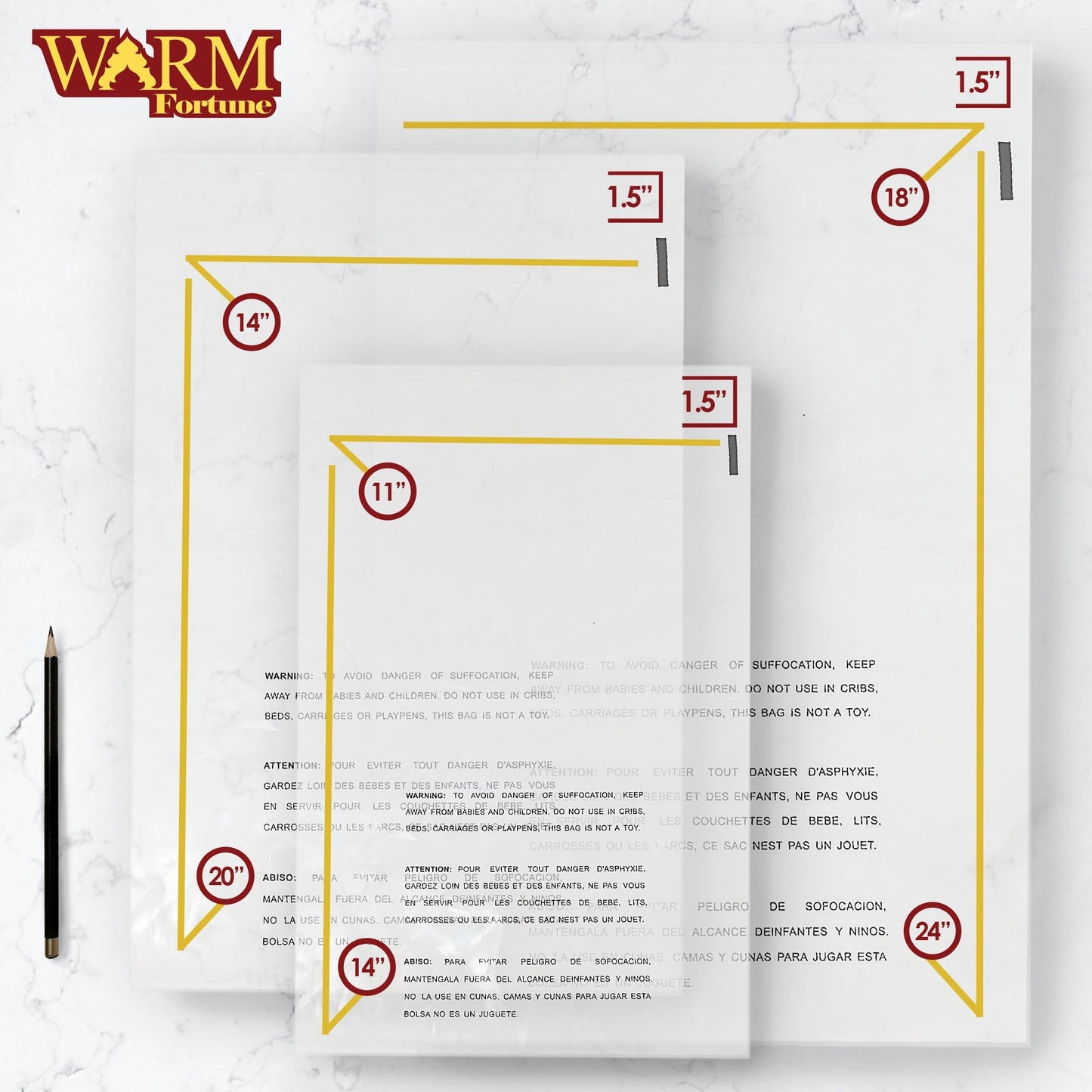 1 Pack 11"x14" Clear Poly Bag, Sets of 100; Self-Sealing Suffocation Warning Mailer Bags - Default Title