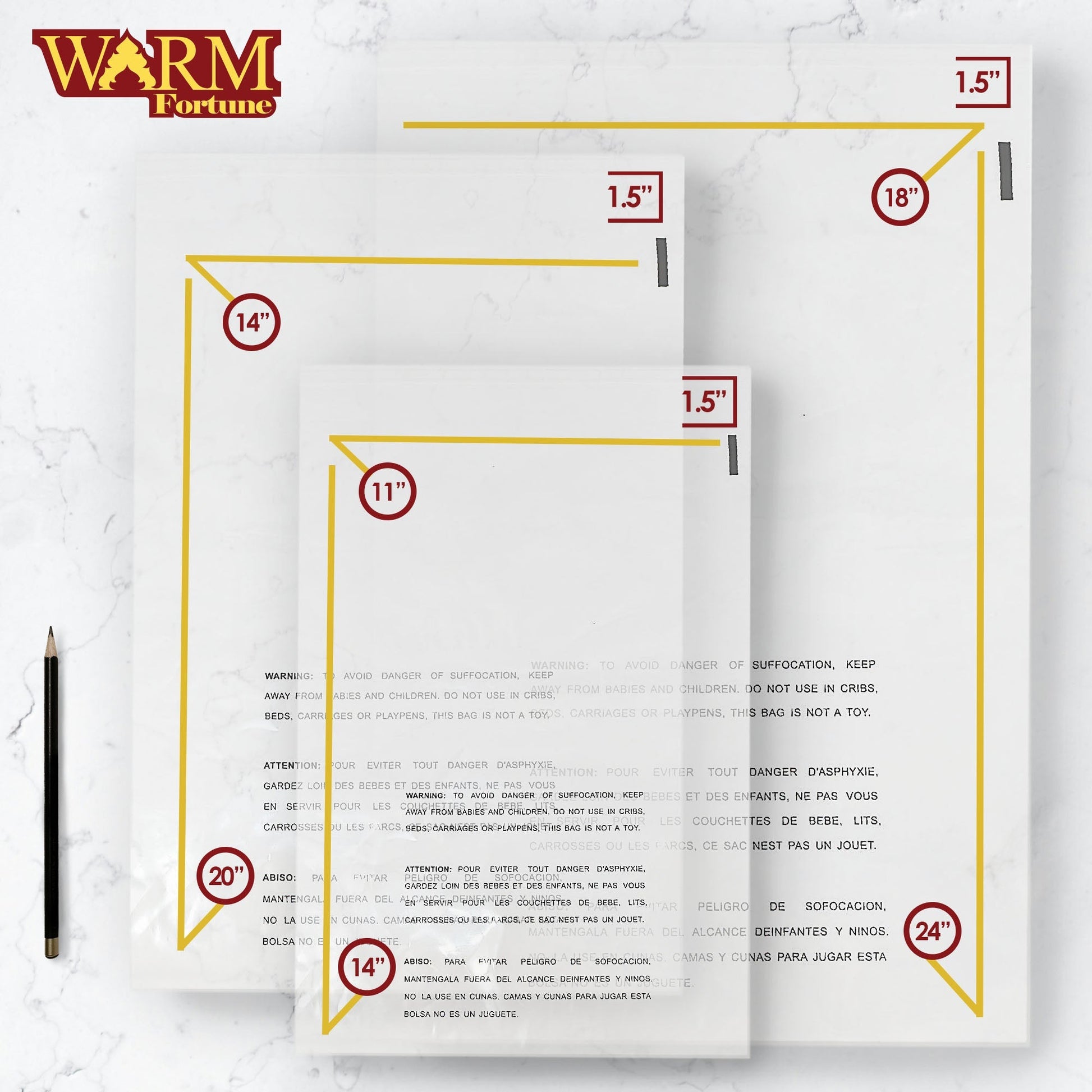 1 Pack 11"x14" Clear Poly Bag, Sets of 100; Self-Sealing Suffocation Warning Mailer Bags - Default Title