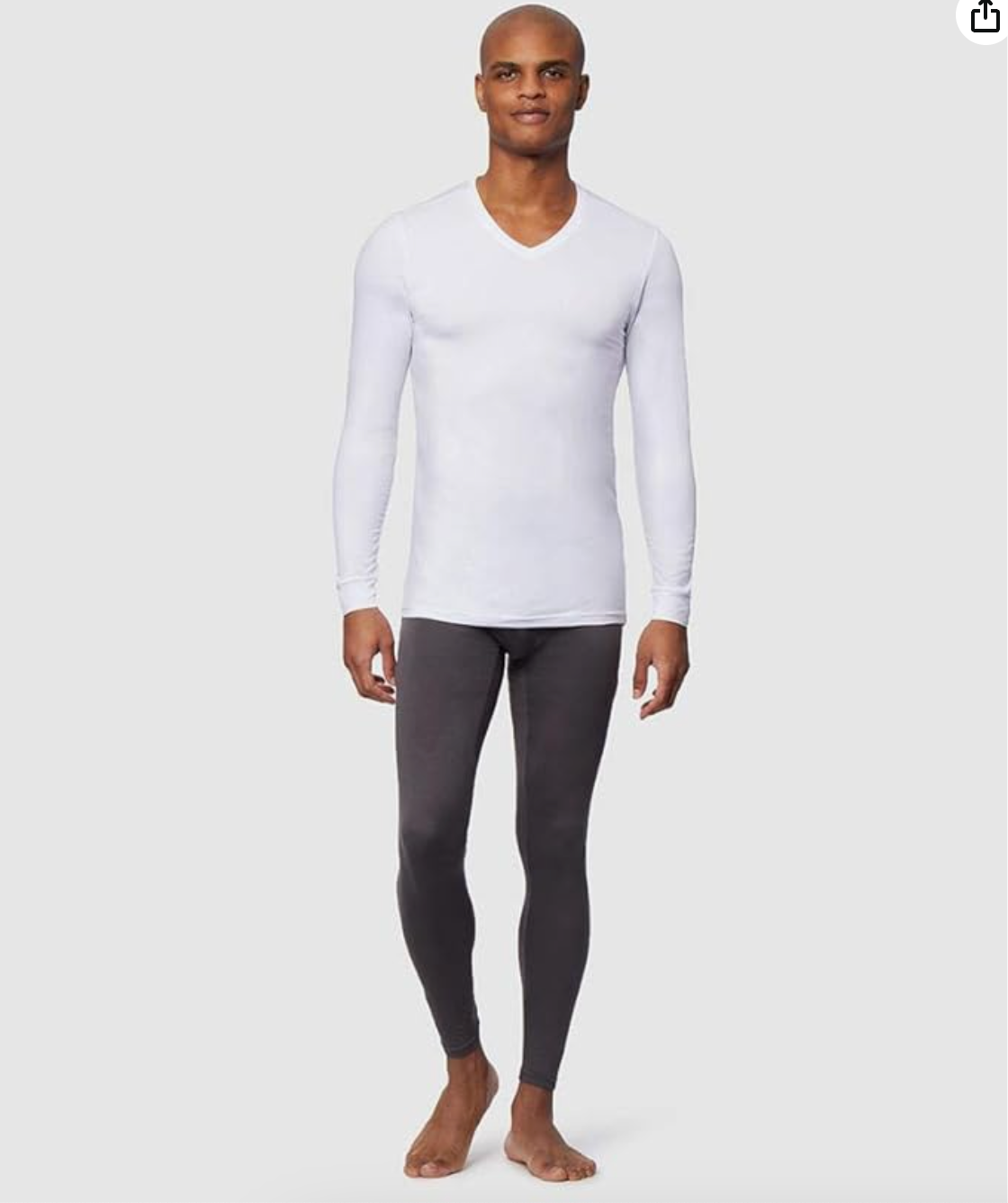 32 Degrees Mens Lightweight Baselayer Vneck Top (White)