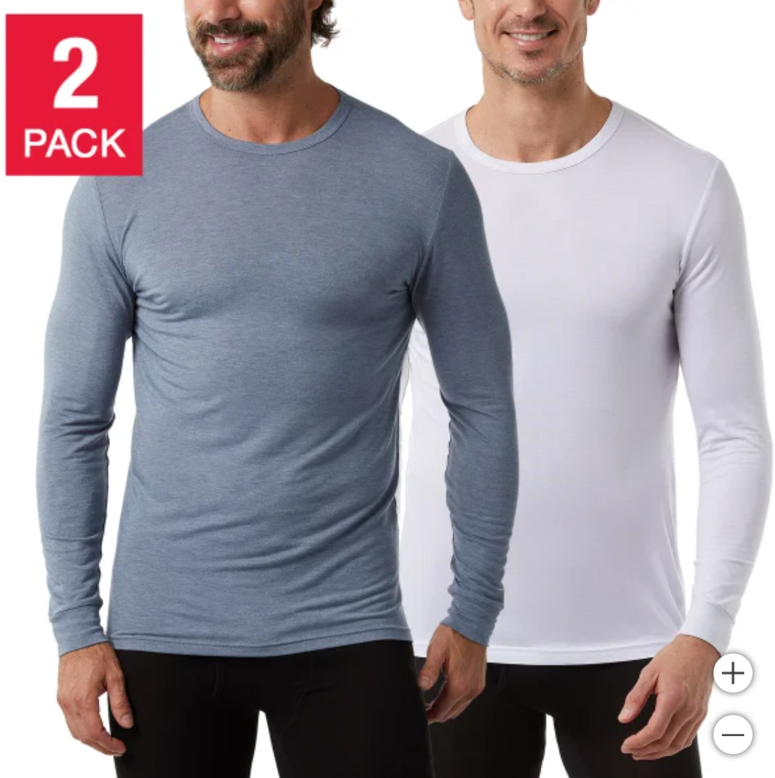 32 Degrees Men's Long Sleeve Crew neck 2-pack