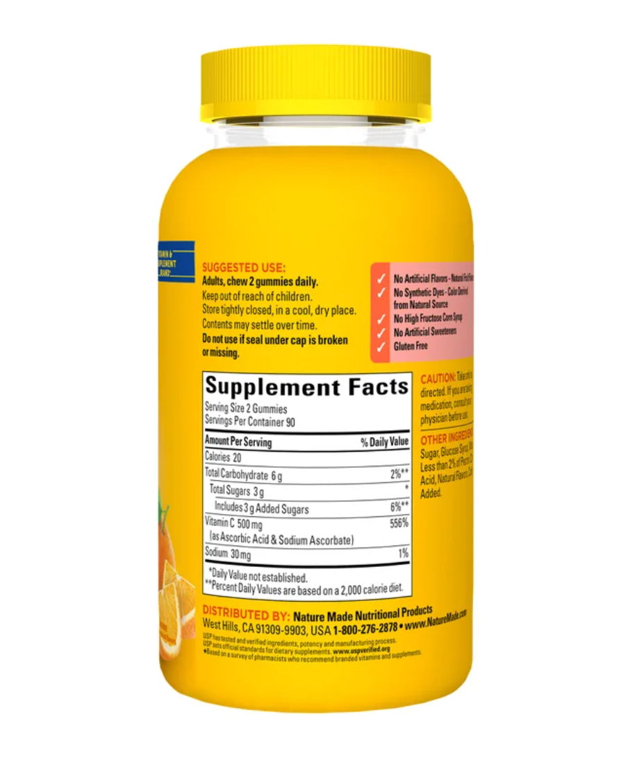Nature Made Extra Strength Vitamin C 500 mg, 180 Gummies