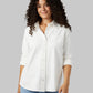 WOMEN'S SOFT STRETCH KNIT LONG SLEEVE BUTTON-UP
