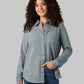 WOMEN'S SOFT STRETCH KNIT LONG SLEEVE BUTTON-UP