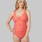 WOMEN'S RUCHED PLUNGE ONE PIECE SWIMSUIT