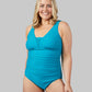 WOMEN'S RUCHED PLUNGE ONE PIECE SWIMSUIT