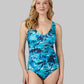 WOMEN'S RUCHED PLUNGE ONE PIECE SWIMSUIT