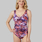 WOMEN'S RUCHED PLUNGE ONE PIECE SWIMSUIT