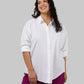 WOMEN'S OVERSIZED COTTON LONG SLEEVE BUTTON-UP