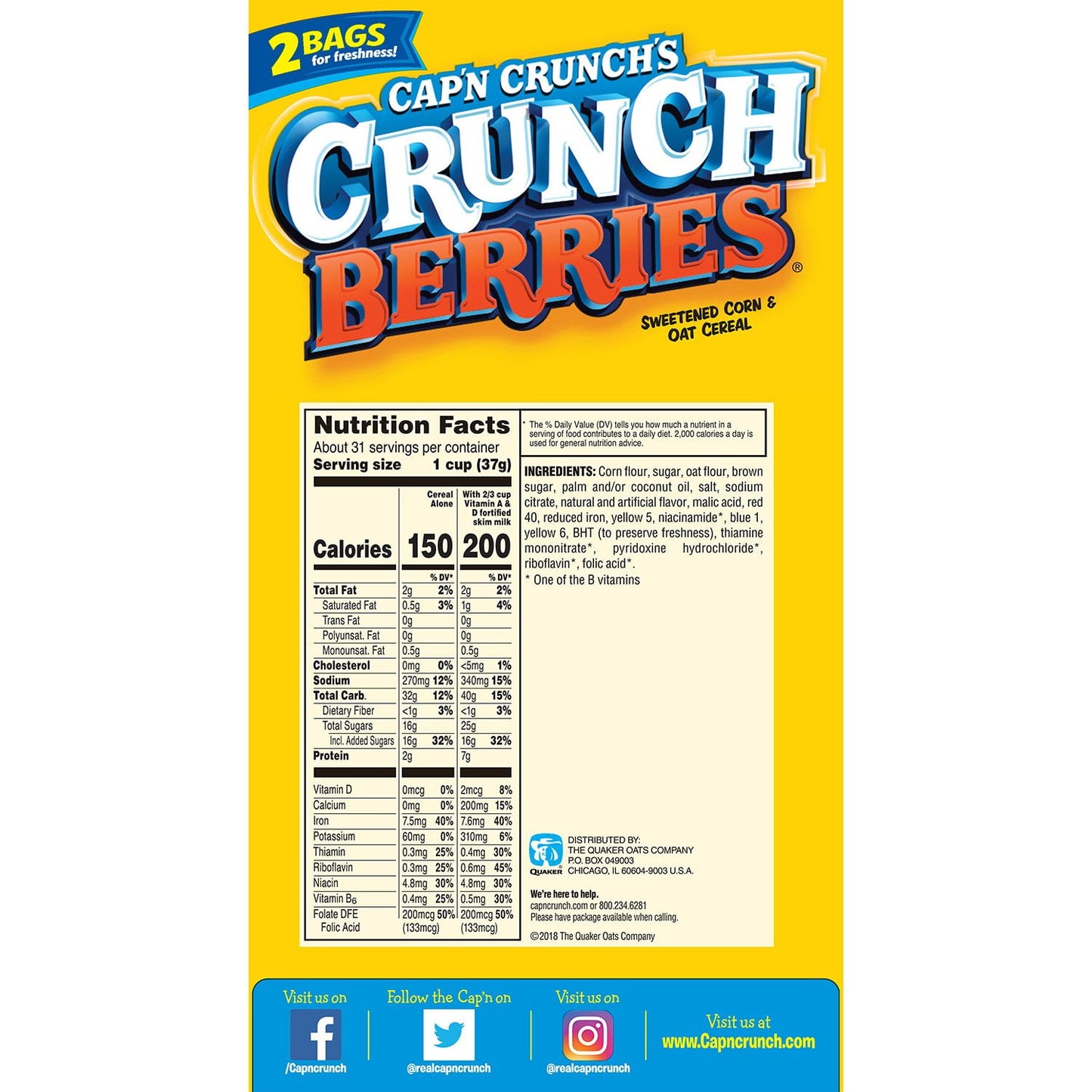 Cap'n Crunch's Crunch Berries Cereal, 40 oz.