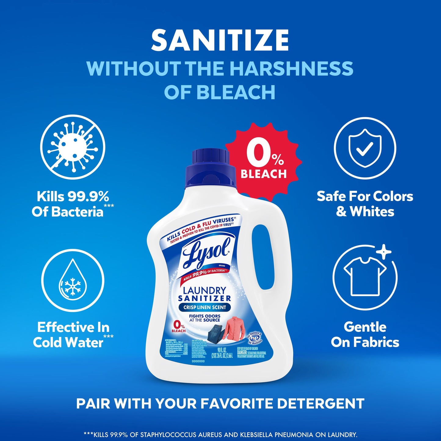 Lysol Laundry Sanitizer Additive, Crisp Linen 150 fl. oz.