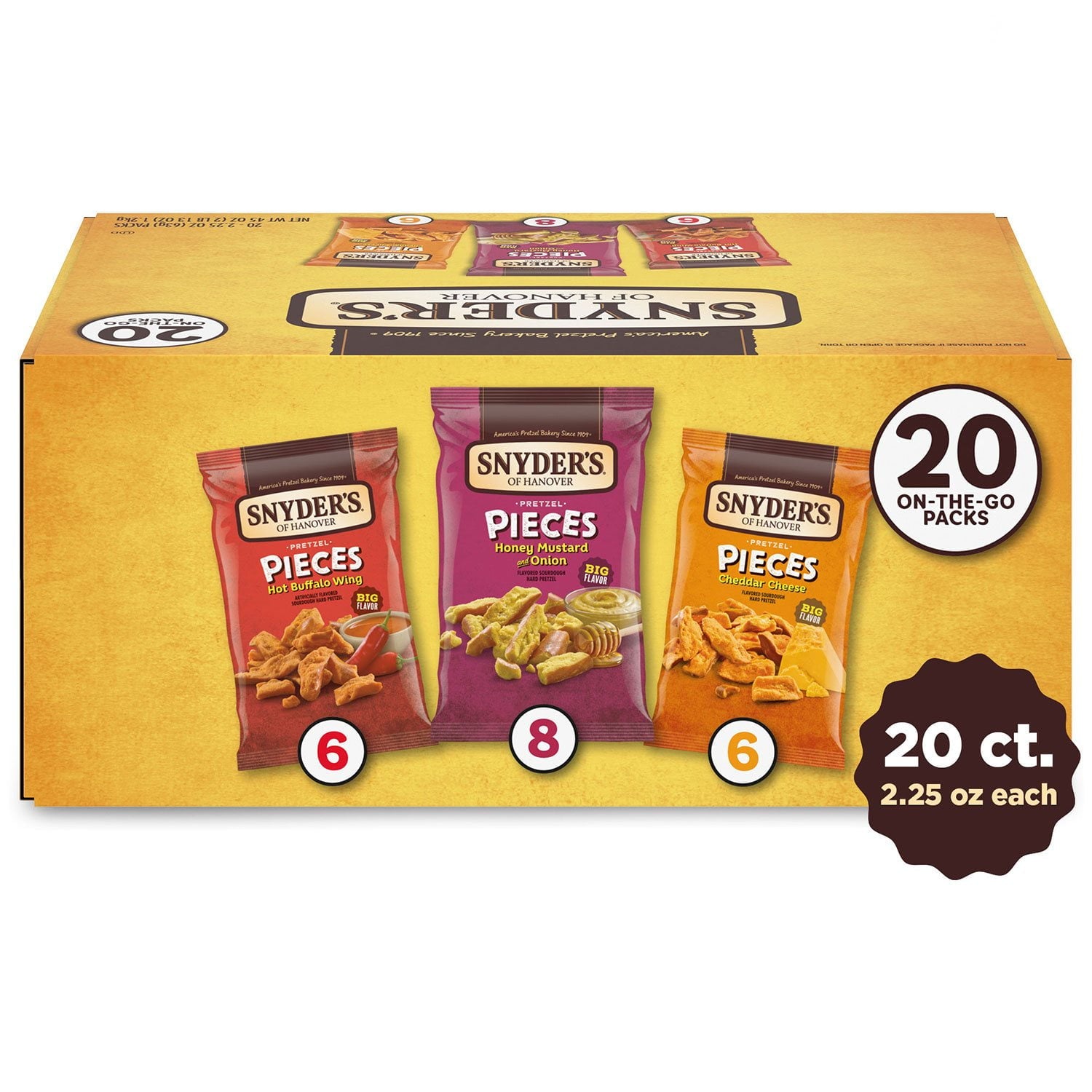 Snyder's of Hanover Variety Pack Pretzel Pieces, 2.25 oz., 20 pk.