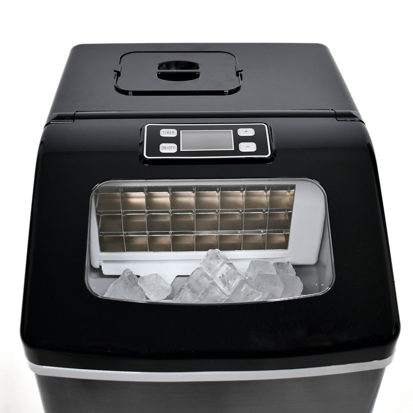 Frigidaire Ice Maker, Countertop Stainless Steel Ice Maker with Transparent Window, Clear Ice Cube Maker with 40 lbs. Capacity, Ice Maker Machine