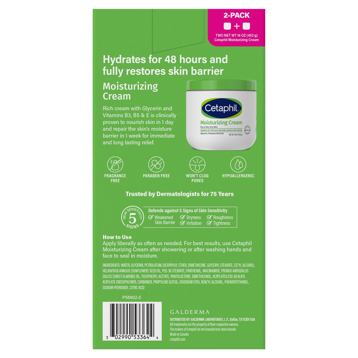 Cetaphil Moisturizing Cream for Dry to Very Dry Skin , Unscented (16 oz., 2 pk.)