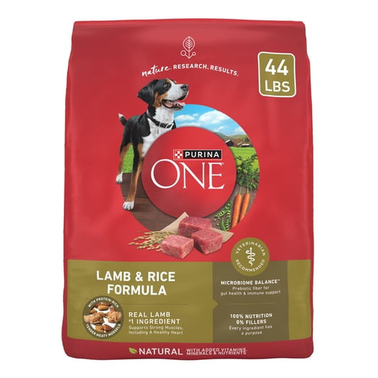 Purina ONE SmartBlend Natural Lamb and Rice, Adult Dry Dog Food, 44 lbs.