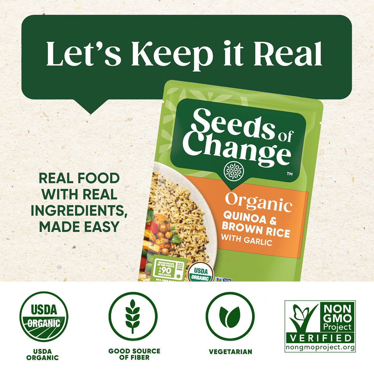 Seeds of Change Certified Organic Quinoa and Brown Rice with Garlic 8.5 oz., 6 pk.