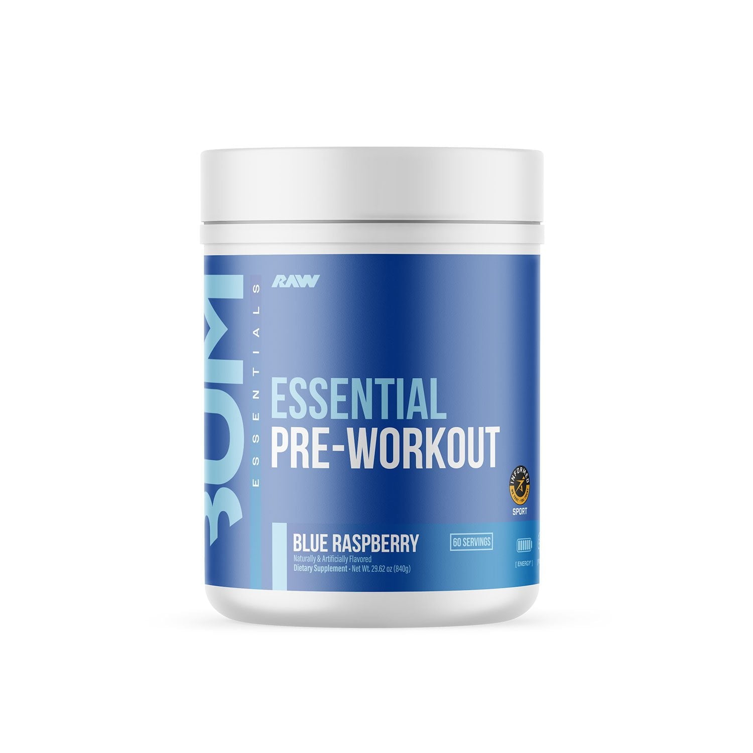 RAW Nutrition CBUM Essential Pre Workout Powder, Blue Raspberry, 1.78 lbs.